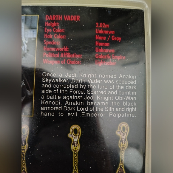 1996 Placo Toys Star Wars Darth Vader Die Cast Metal Key Chain - Picture 4 of 4